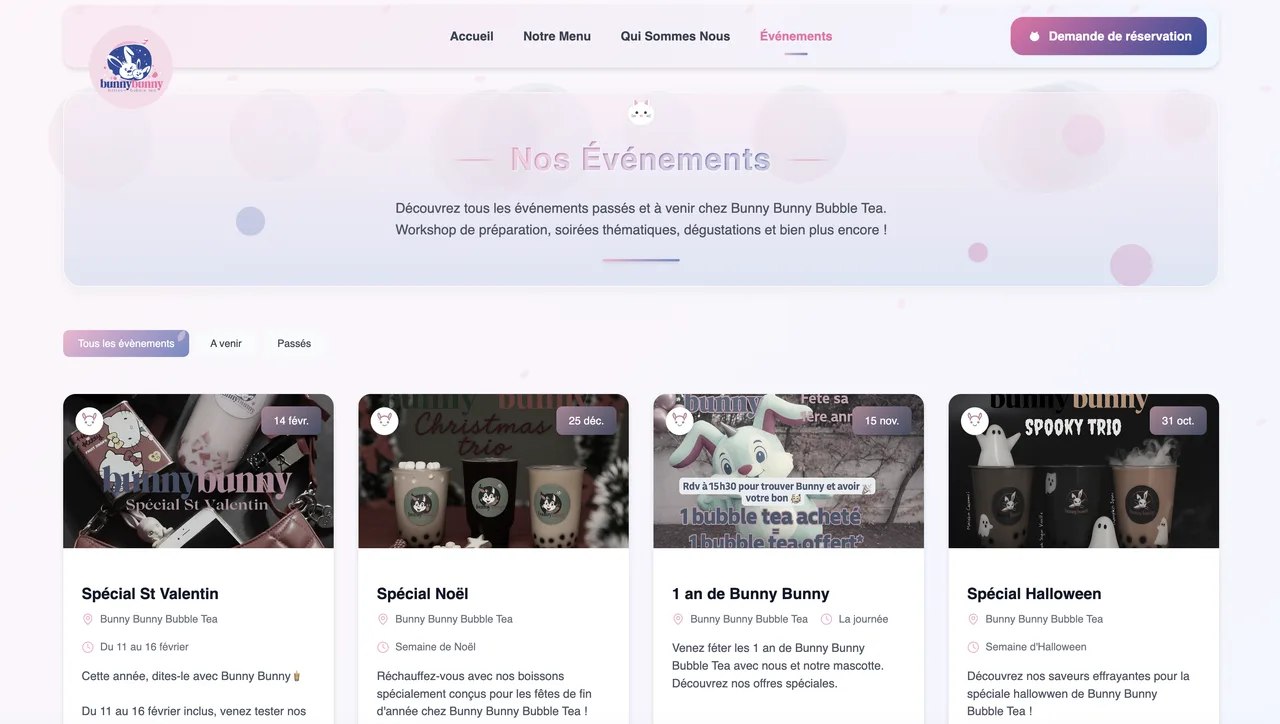 Bunny Bunny — page des événements